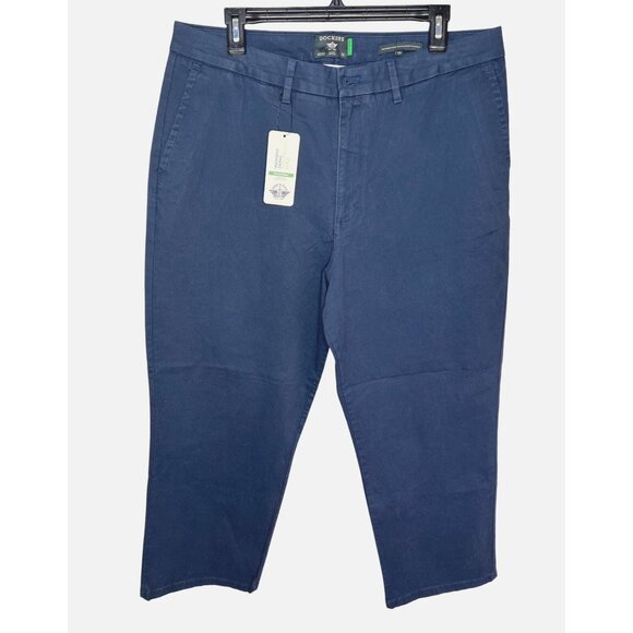 Dockers Womens High Straight Fit Ankle Weekend Chino Pants Blue Cotton Blend 34 - Picture 3 of 16